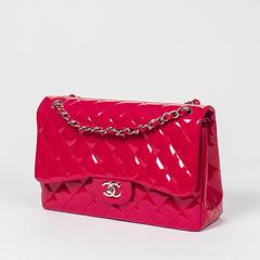 Chanel - Jumbo Fuschia Pink Quilted Patent Leather