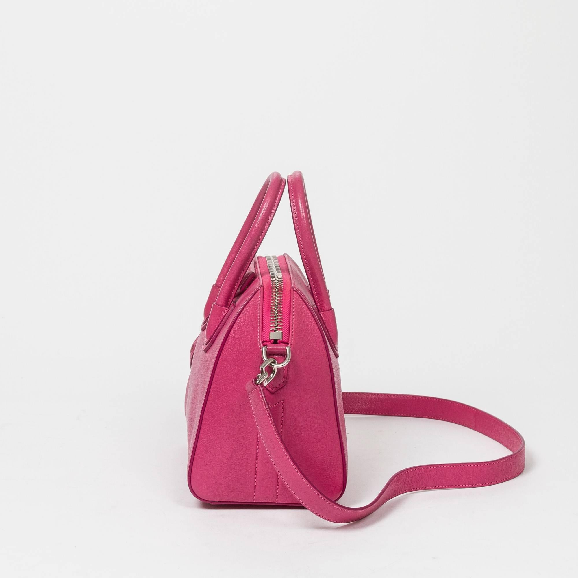 Pink Antigona Mini Fuchsia Leather