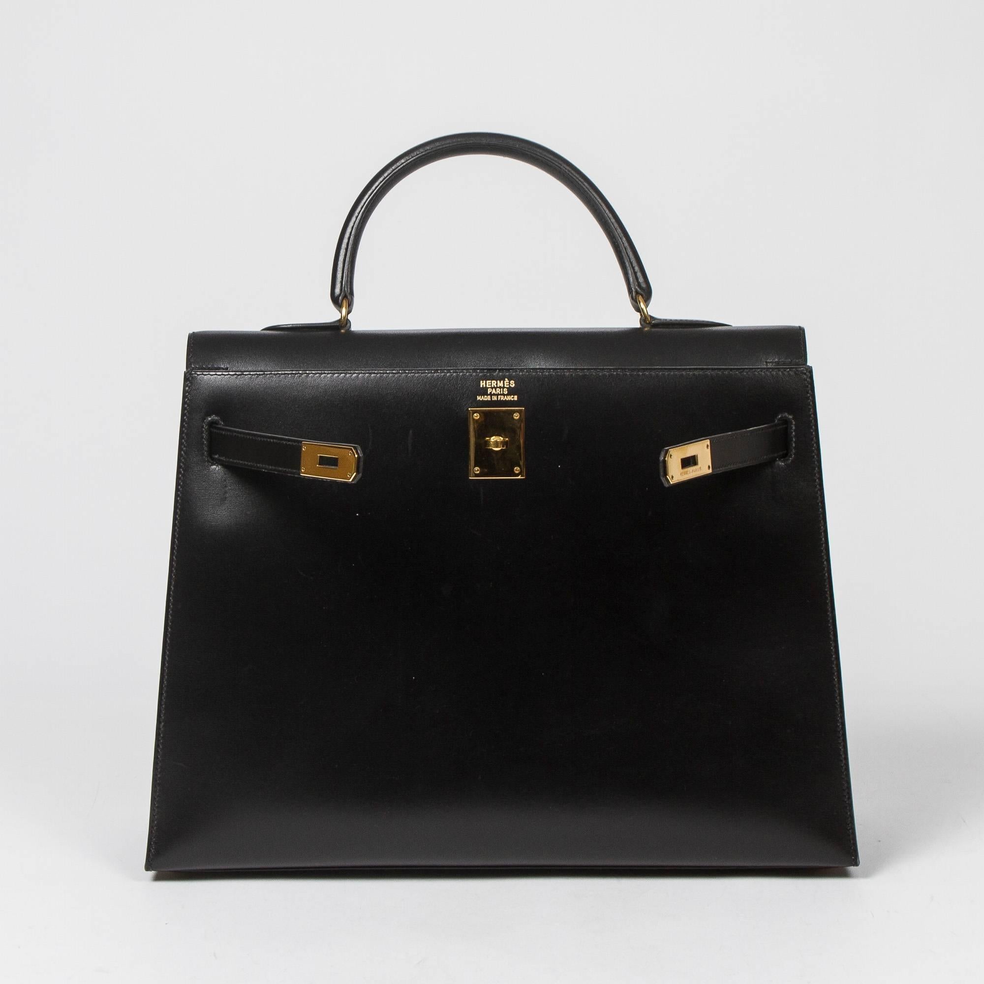 Hermes Kelly Sellier 35 in black box leather  2
