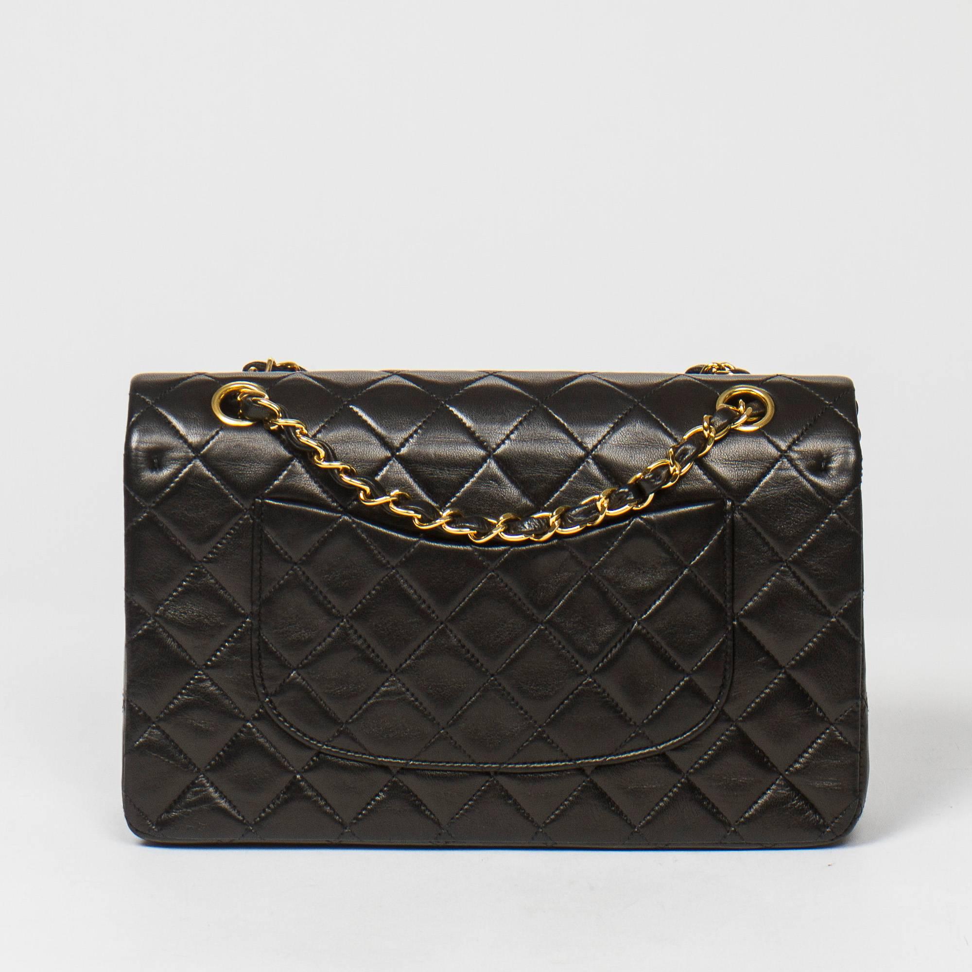 Women's Chanel Classic Double Flap in black quilted calf leather
