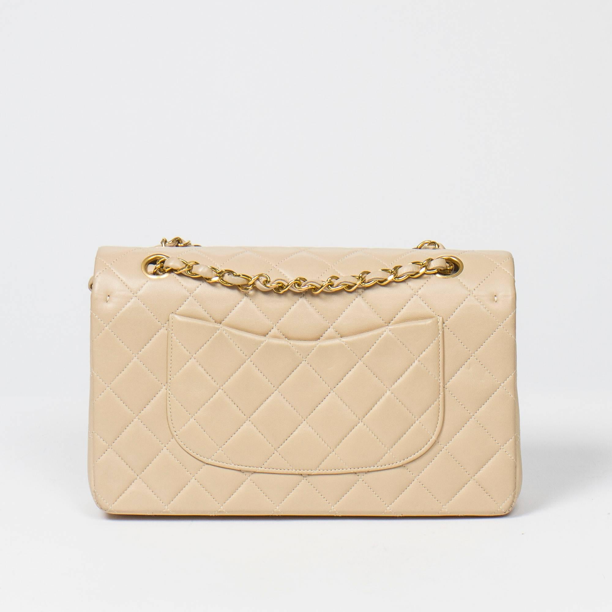 Women's Chanel Classic Double Flap in beige quilted calf leather