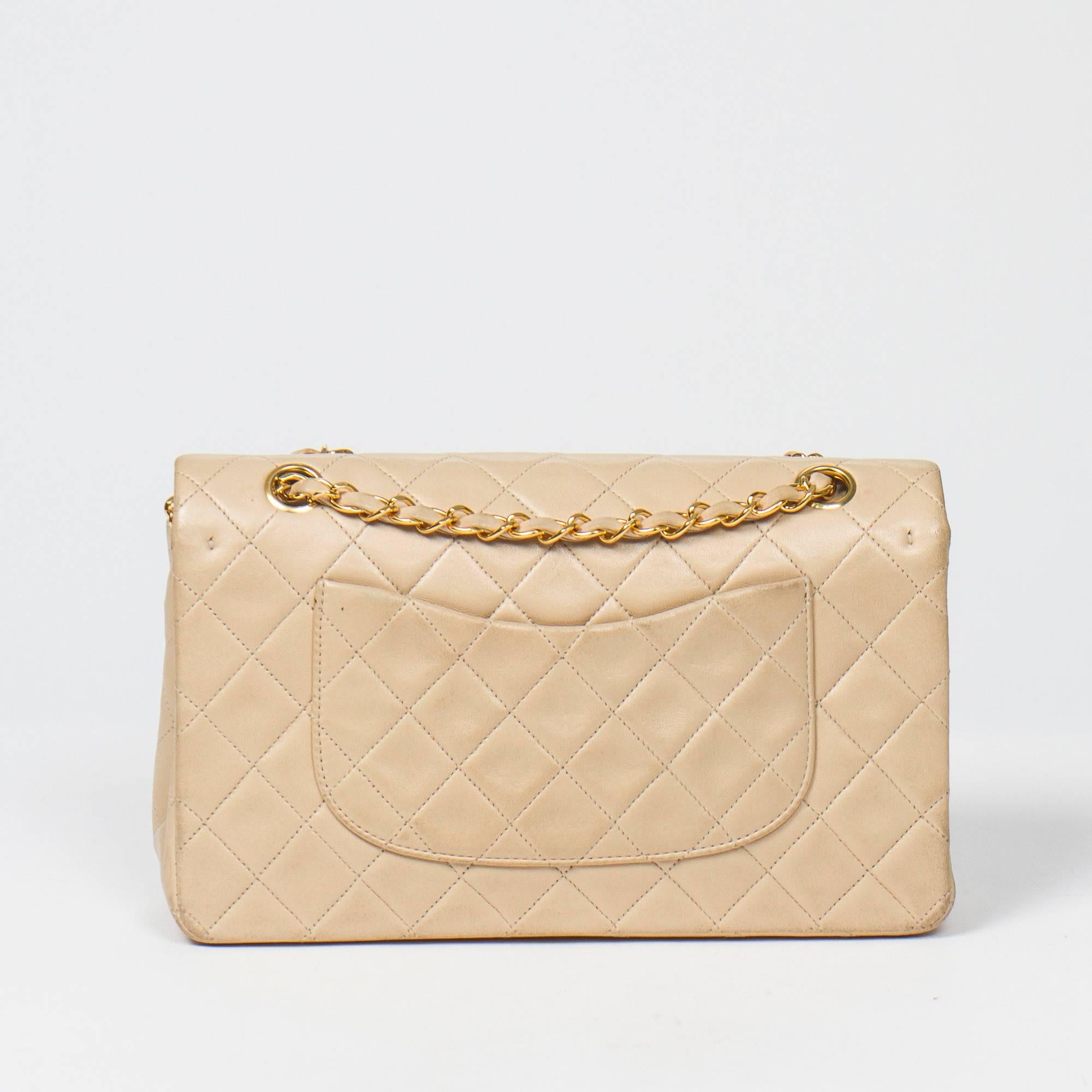 Women's Chanel Classic Double Flap 26 in beige quilted calf leather