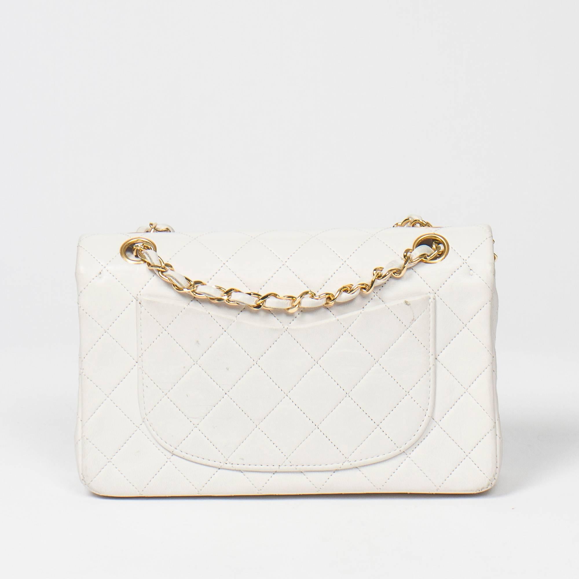 Women's Chanel Classic Double Flap in white quilted calf leather