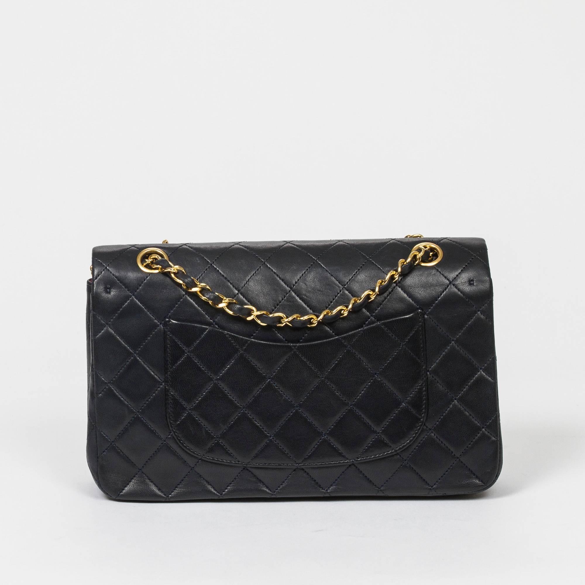 Women's CHANEL Classic Double Flap Navy Leather 26cm