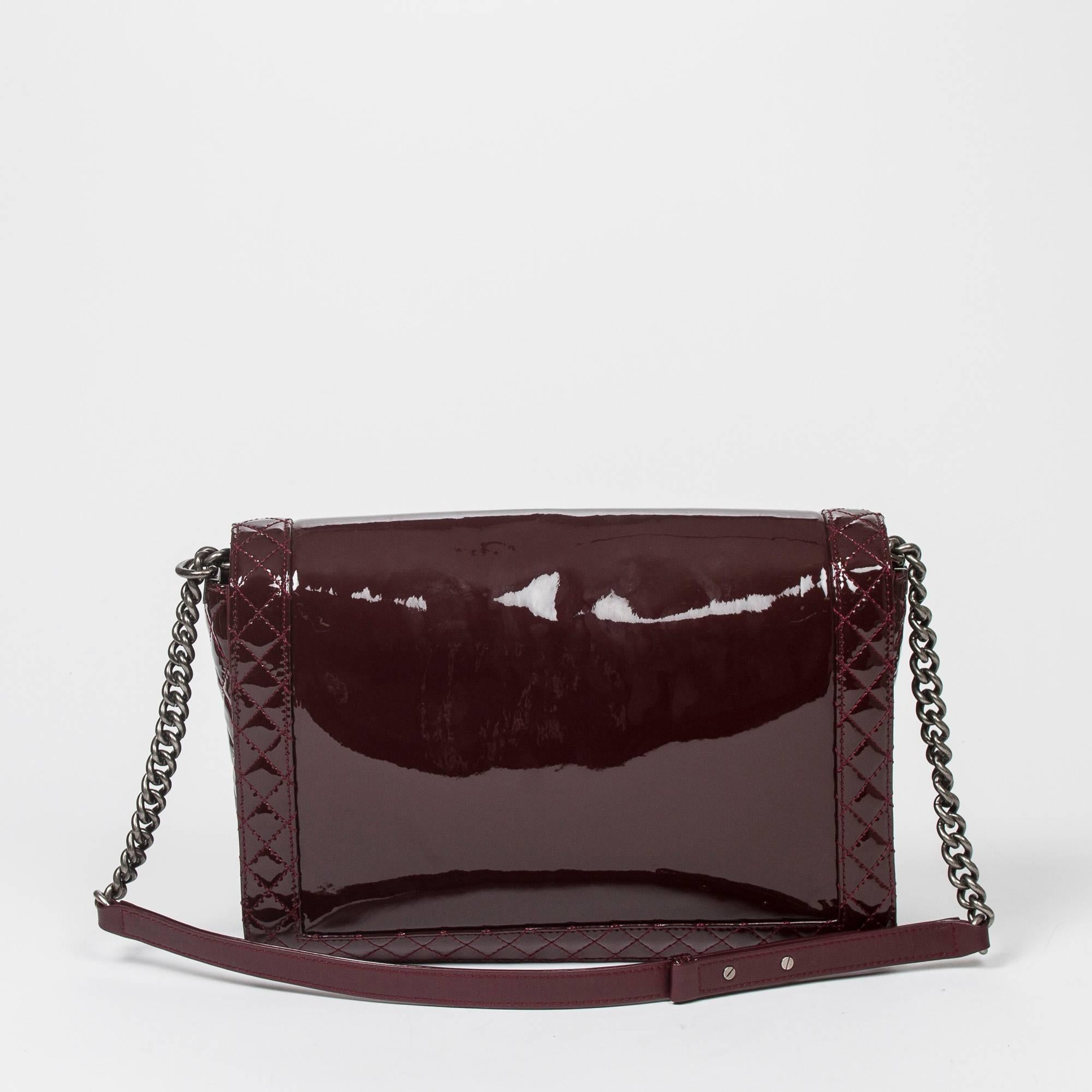 Women's Chanel Boy Reverso Mahogany Leather Bag