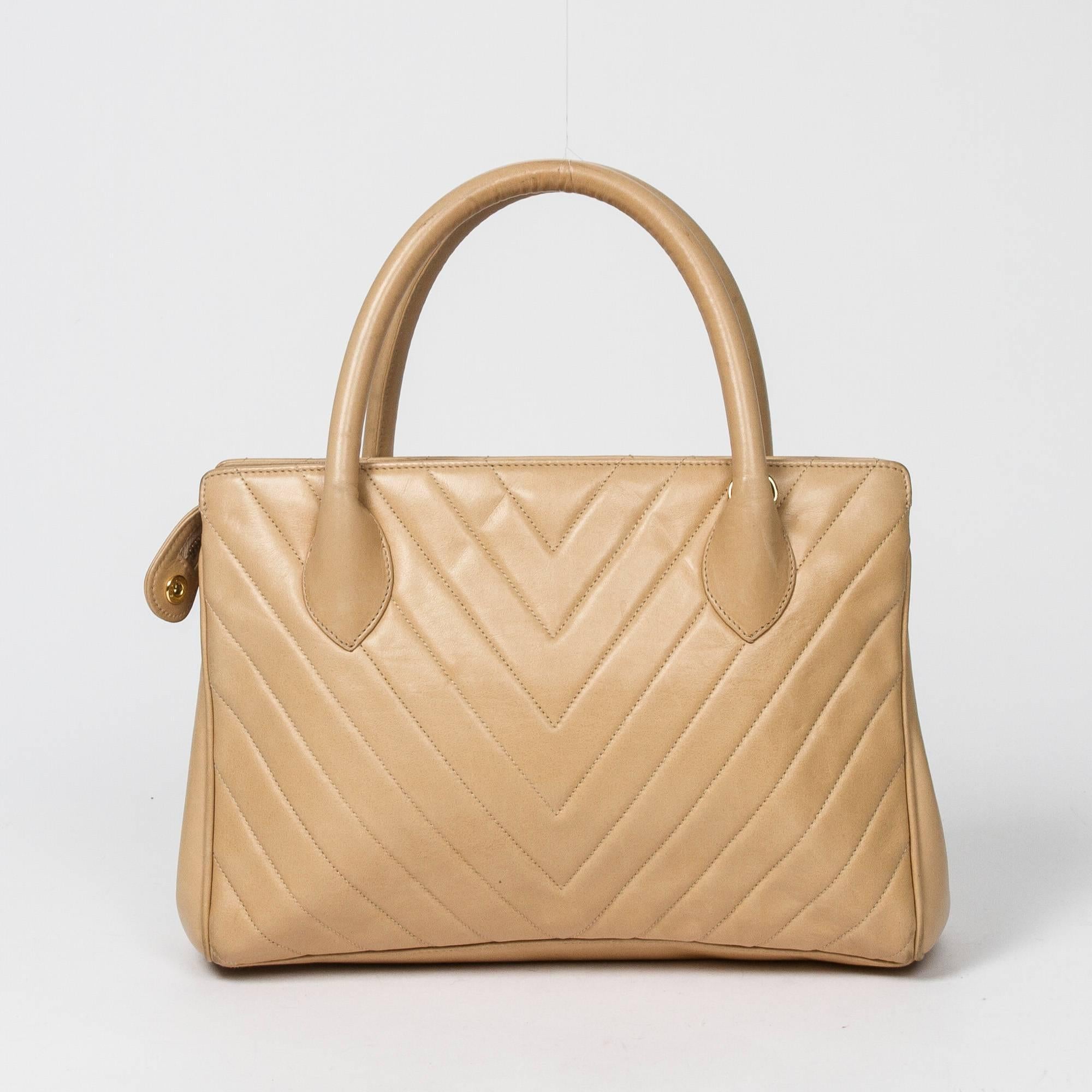 Chanel Handbag Beige Leather  1