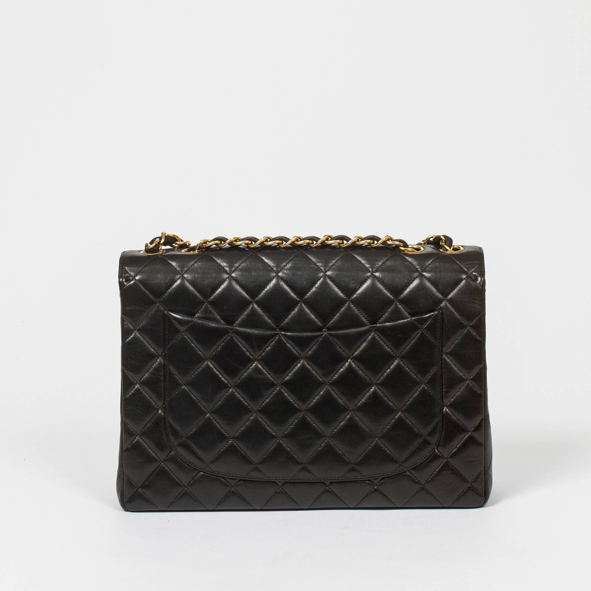 Women's Chanel Jumbo Small Turnlock Black Leather Bag