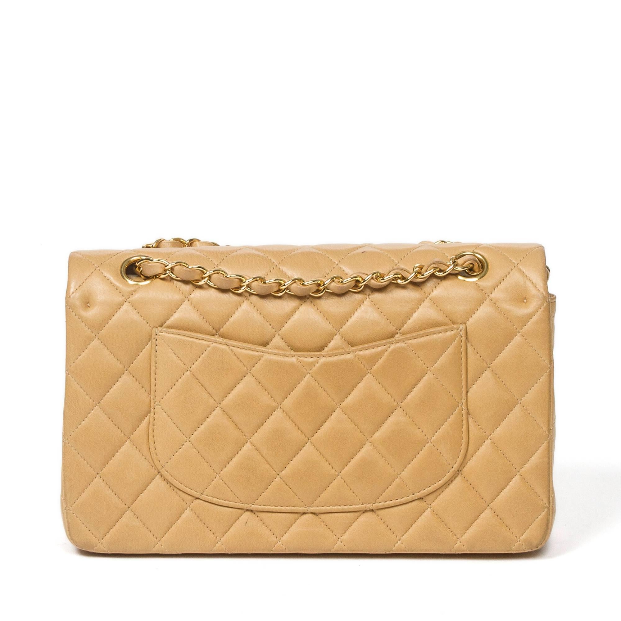 Women's Shoulder bag Chanel Classic Double Flap in beige leather