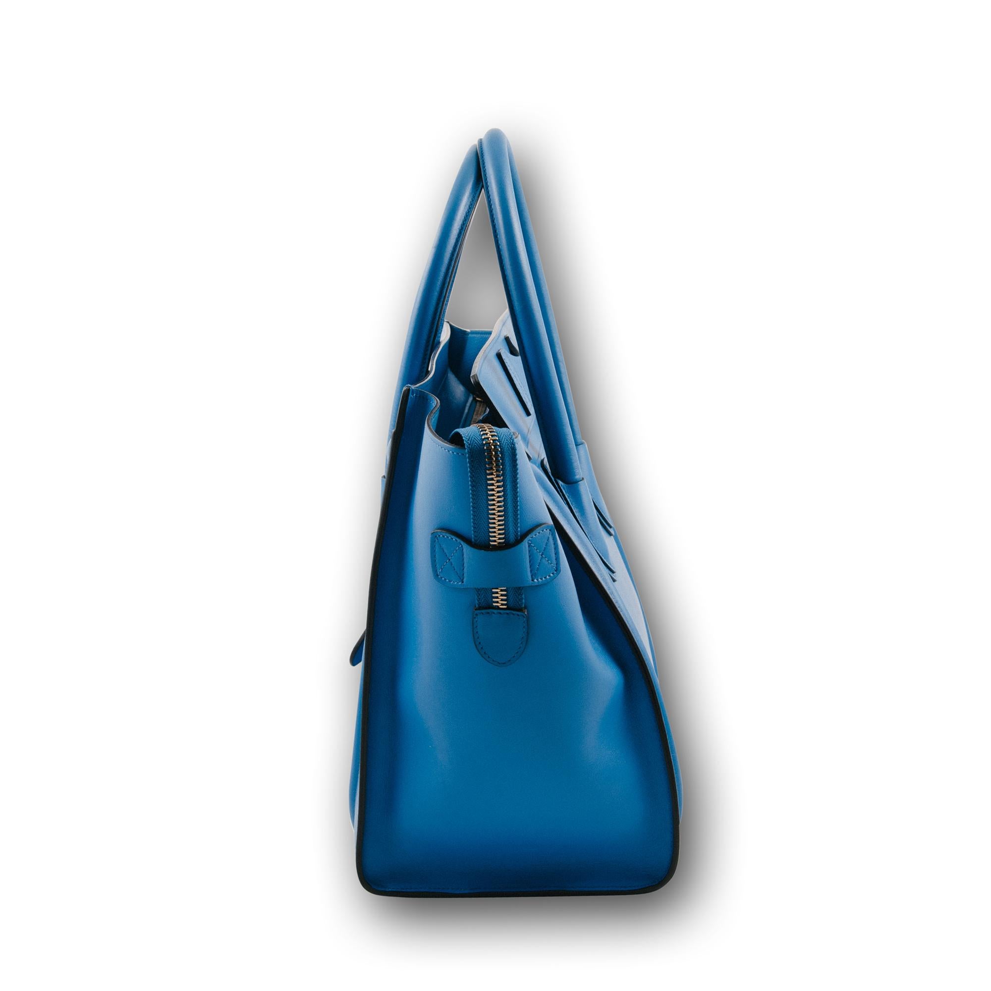 Women's Celine Blue electric Calf leather Mini Luggage Handbag  For Sale