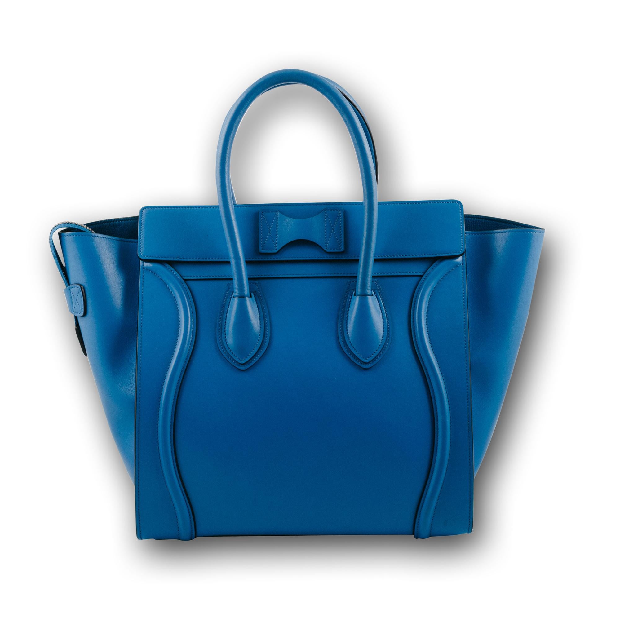 Celine Blue electric Calf leather Mini Luggage Handbag  For Sale 1