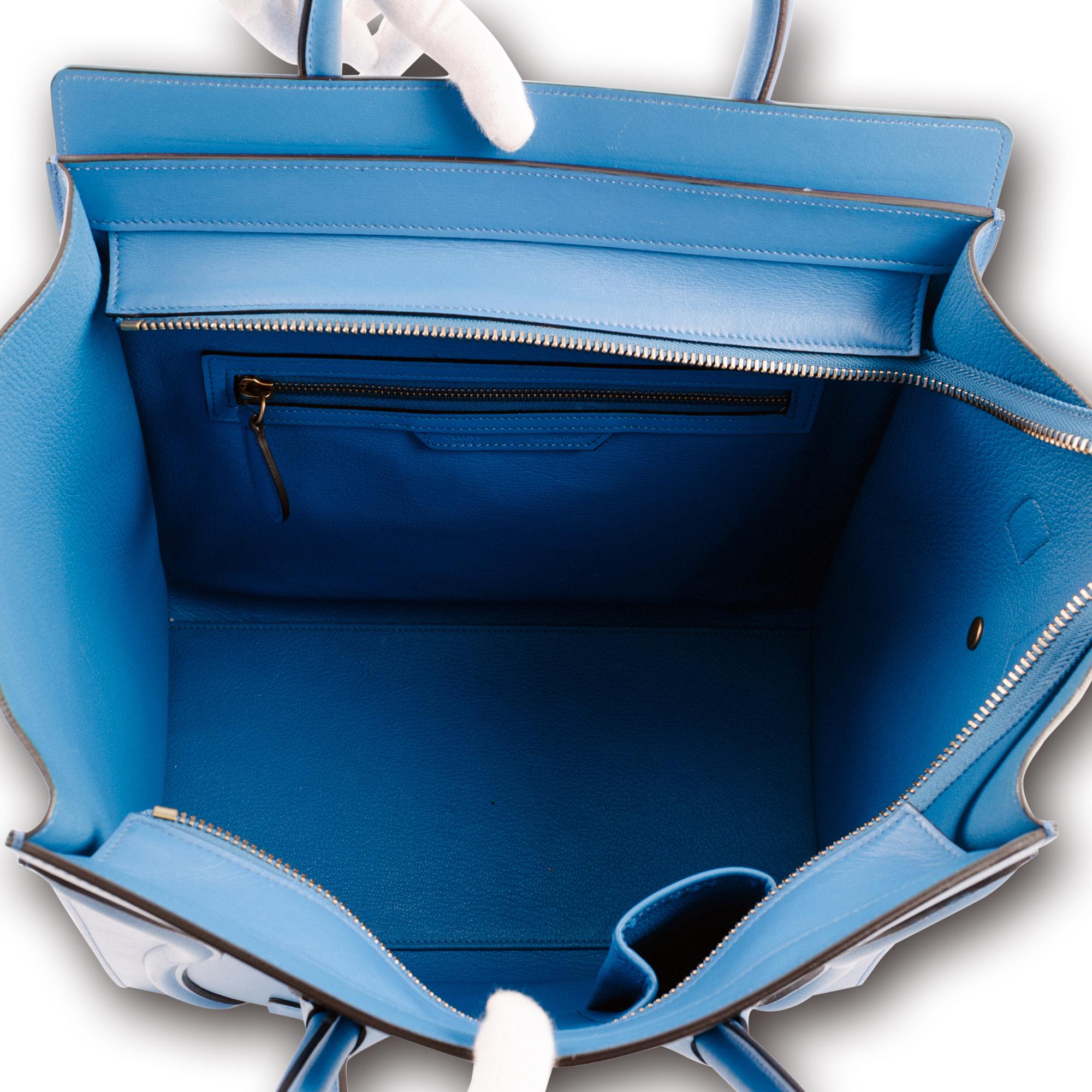 Celine Blue electric Calf leather Mini Luggage Handbag  For Sale 2
