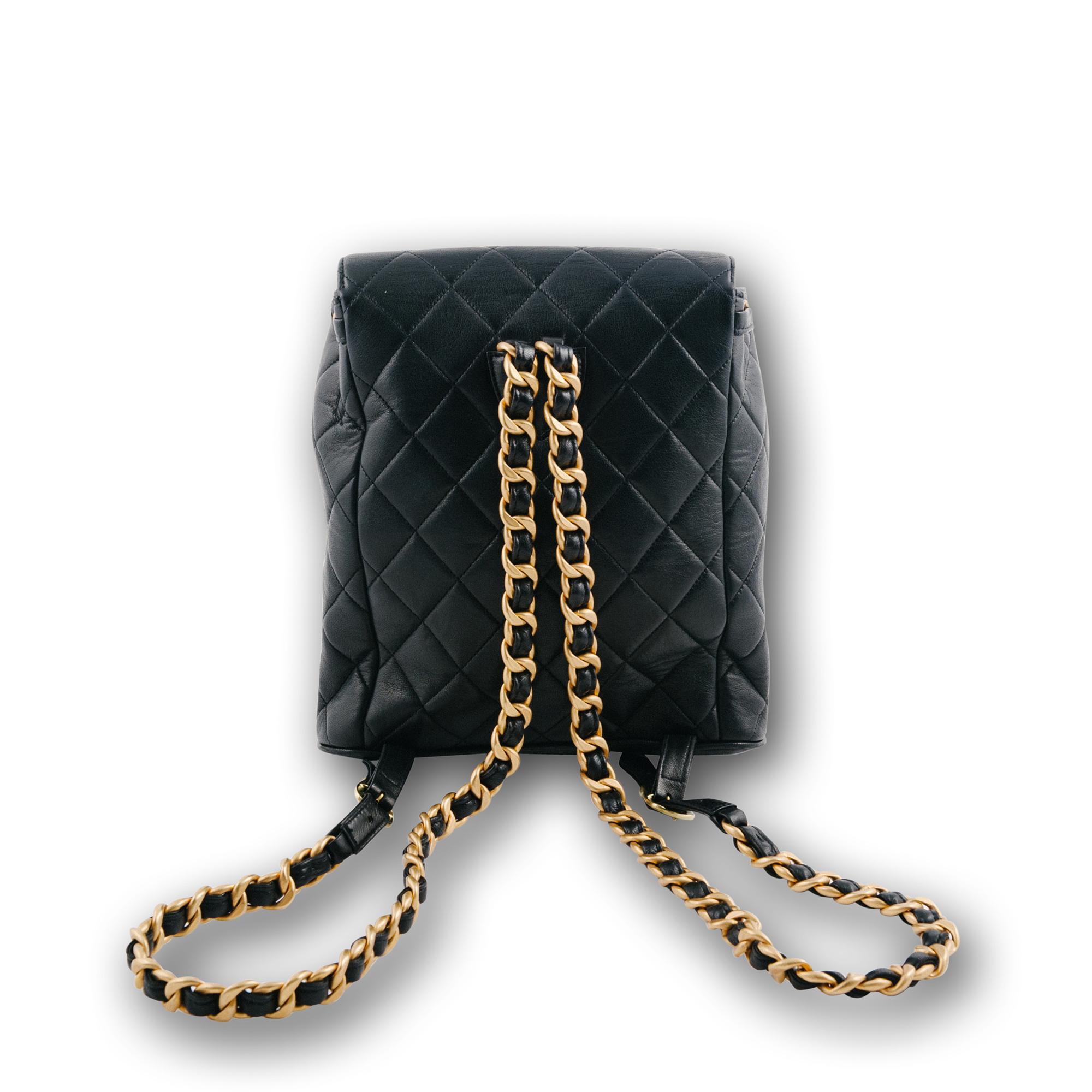 Chanel Black Leather Backpack  1