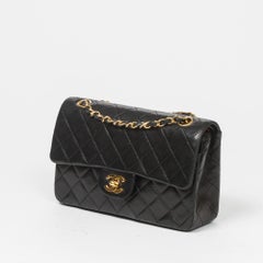 Chanel Classic Double Flap 23 Black Calf Leather Clutch Hand Bag