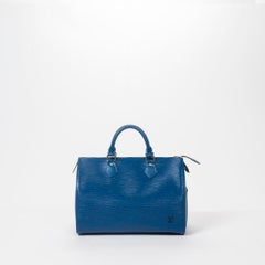 Louis Vuitton Speedy 25 Blue Calf Leather