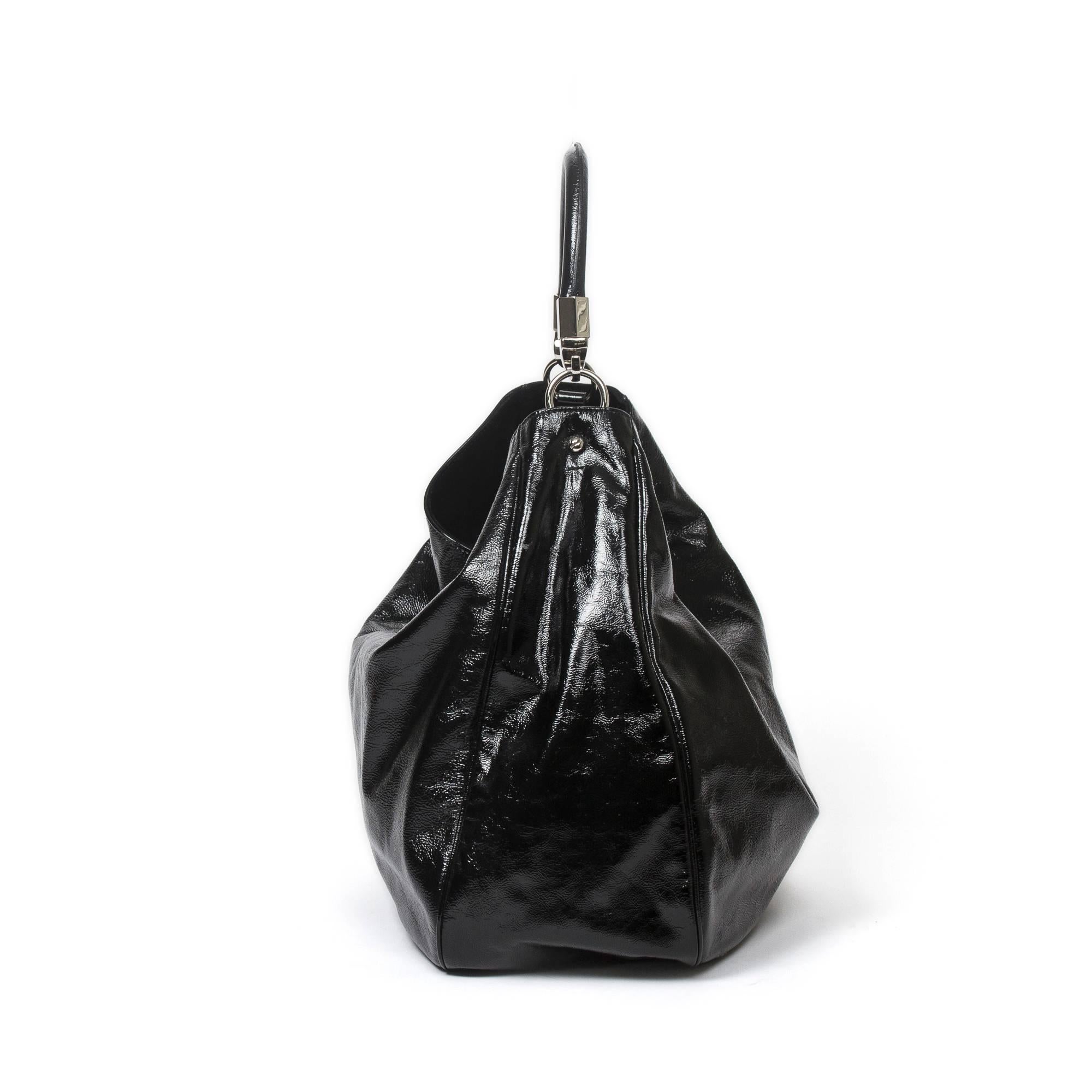 Women's Yves Saint-Laurent Roady Black Distressed Patent Leather