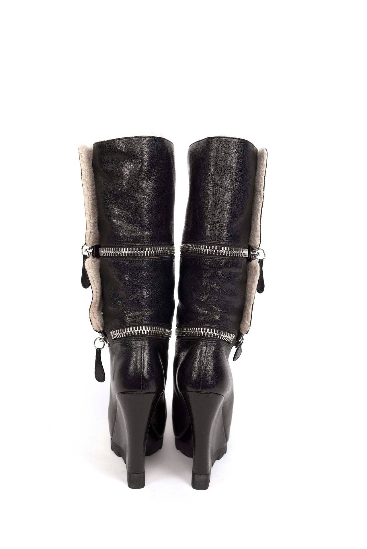 Camilla Skovgaard zippered leather ankle-high platform wedge boots 2