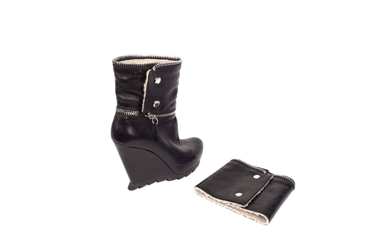 Camilla Skovgaard zippered leather ankle-high platform wedge boots 4