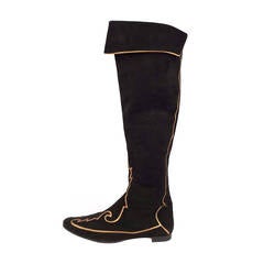 Vintage Manolo Blahnik black over-knee suede boots