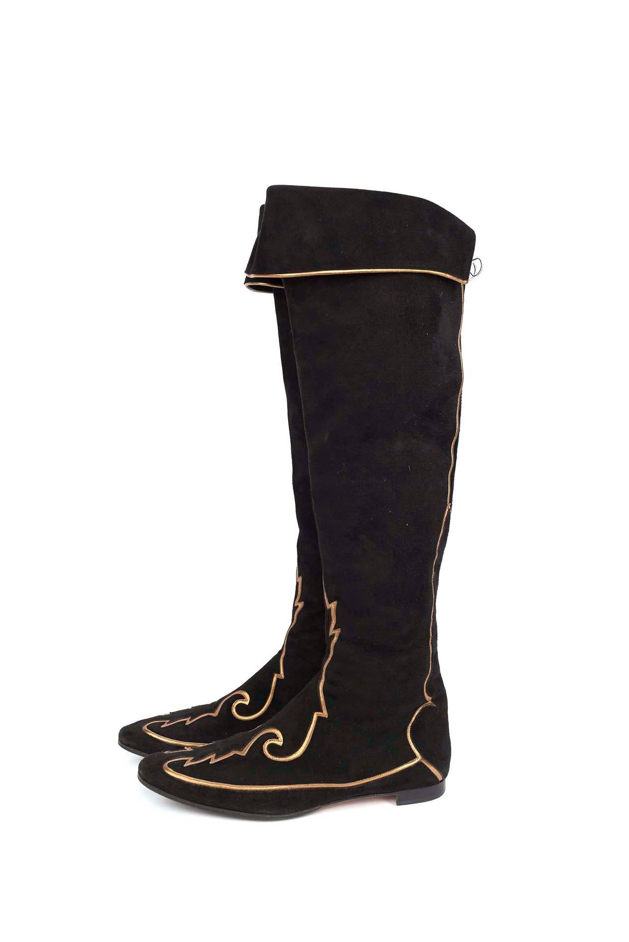 Women's Manolo Blahnik black over-knee suede boots