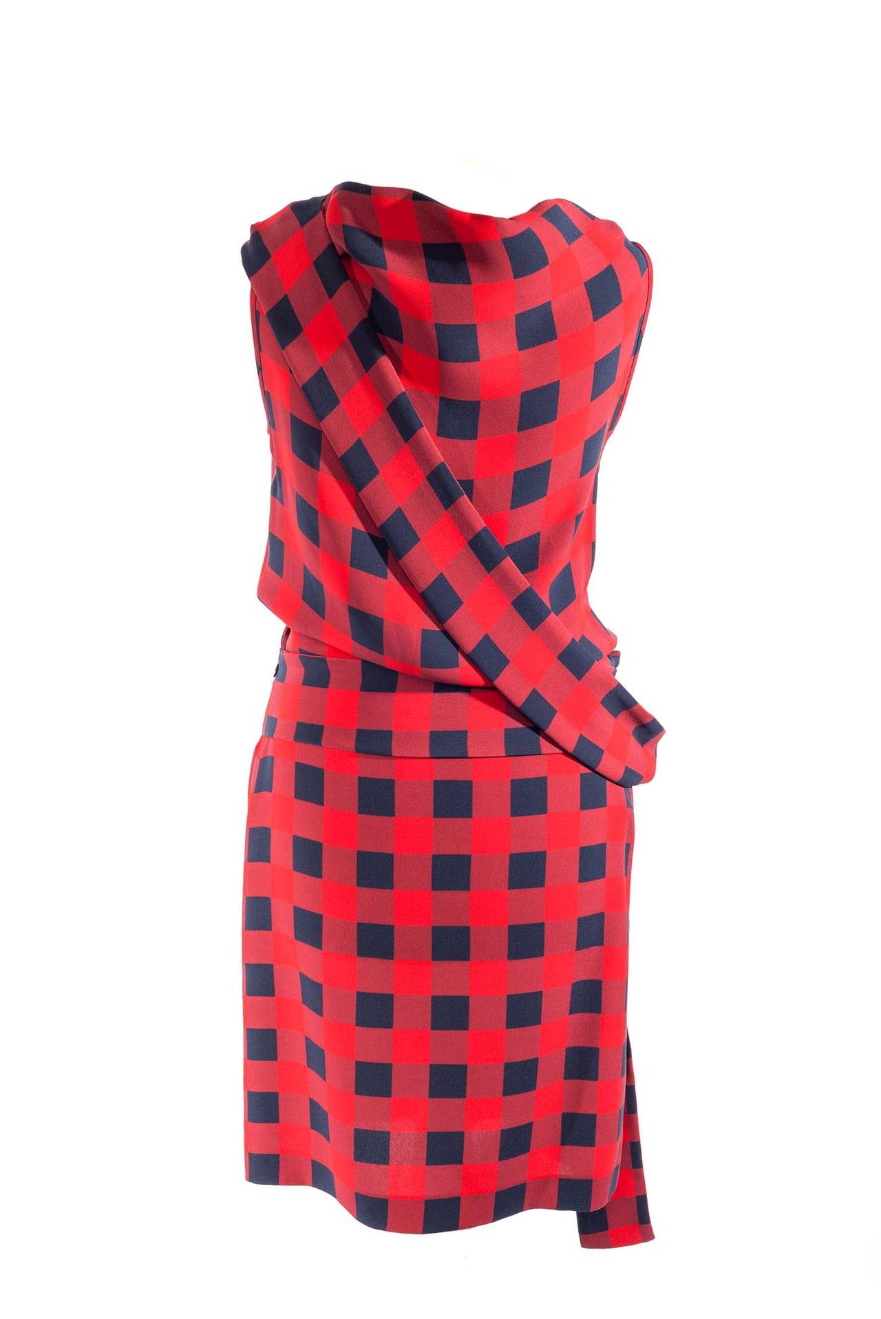 Women's Alexander McQueen red blue plaid dress