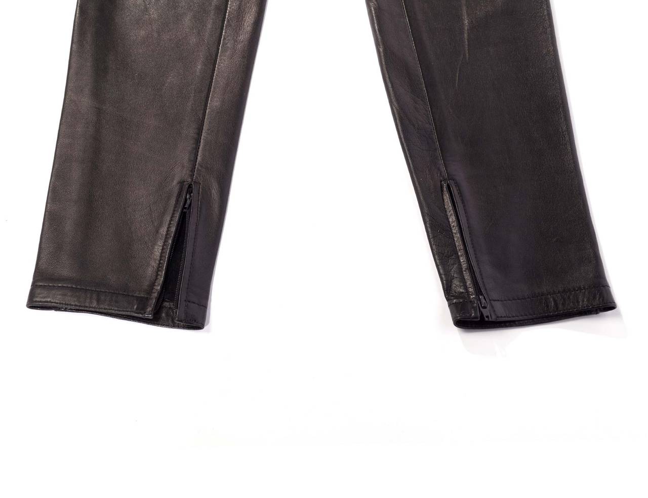 Women's Gianni Versace Vintage leather studded high waisted pants