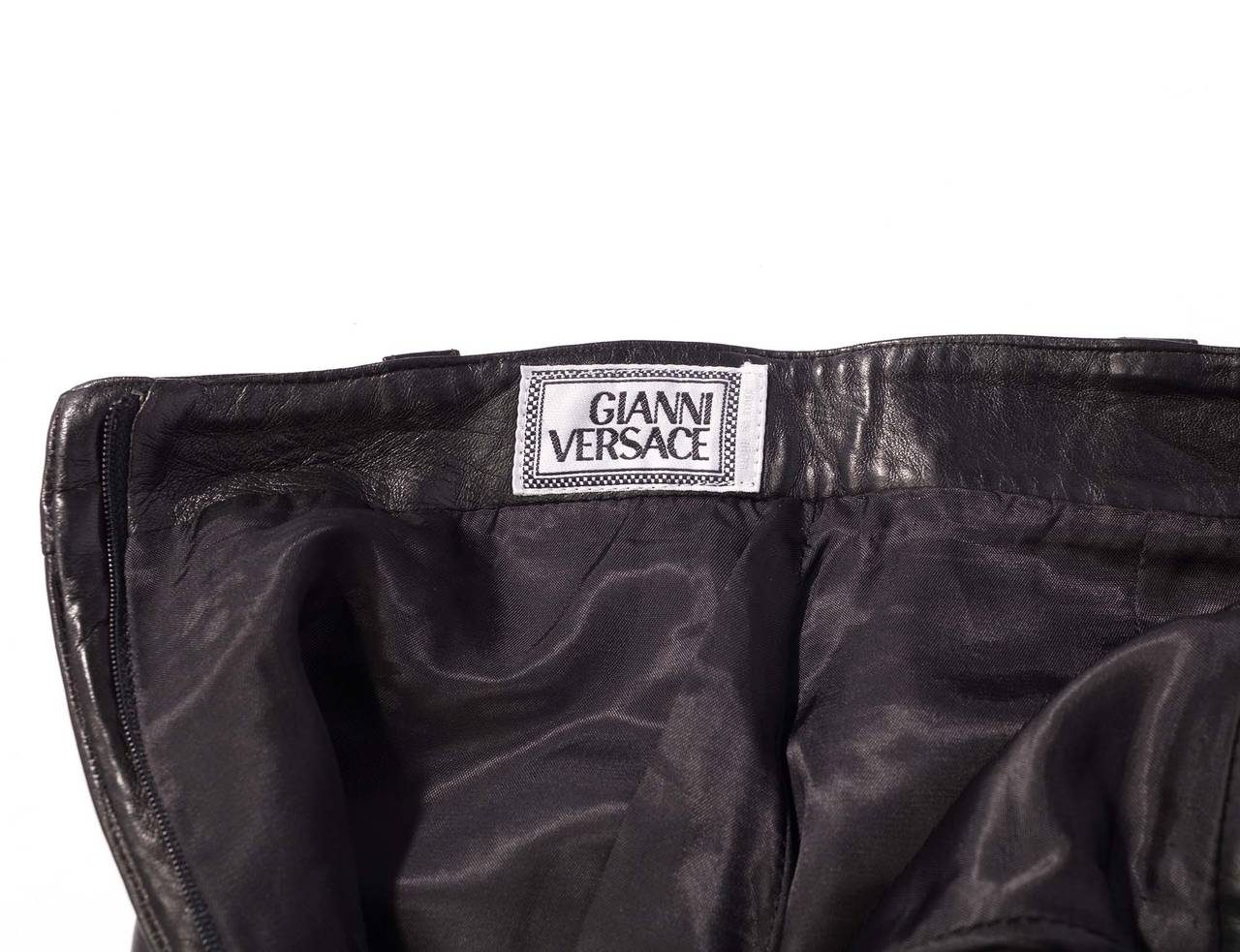 Gianni Versace Vintage leather studded high waisted pants 1