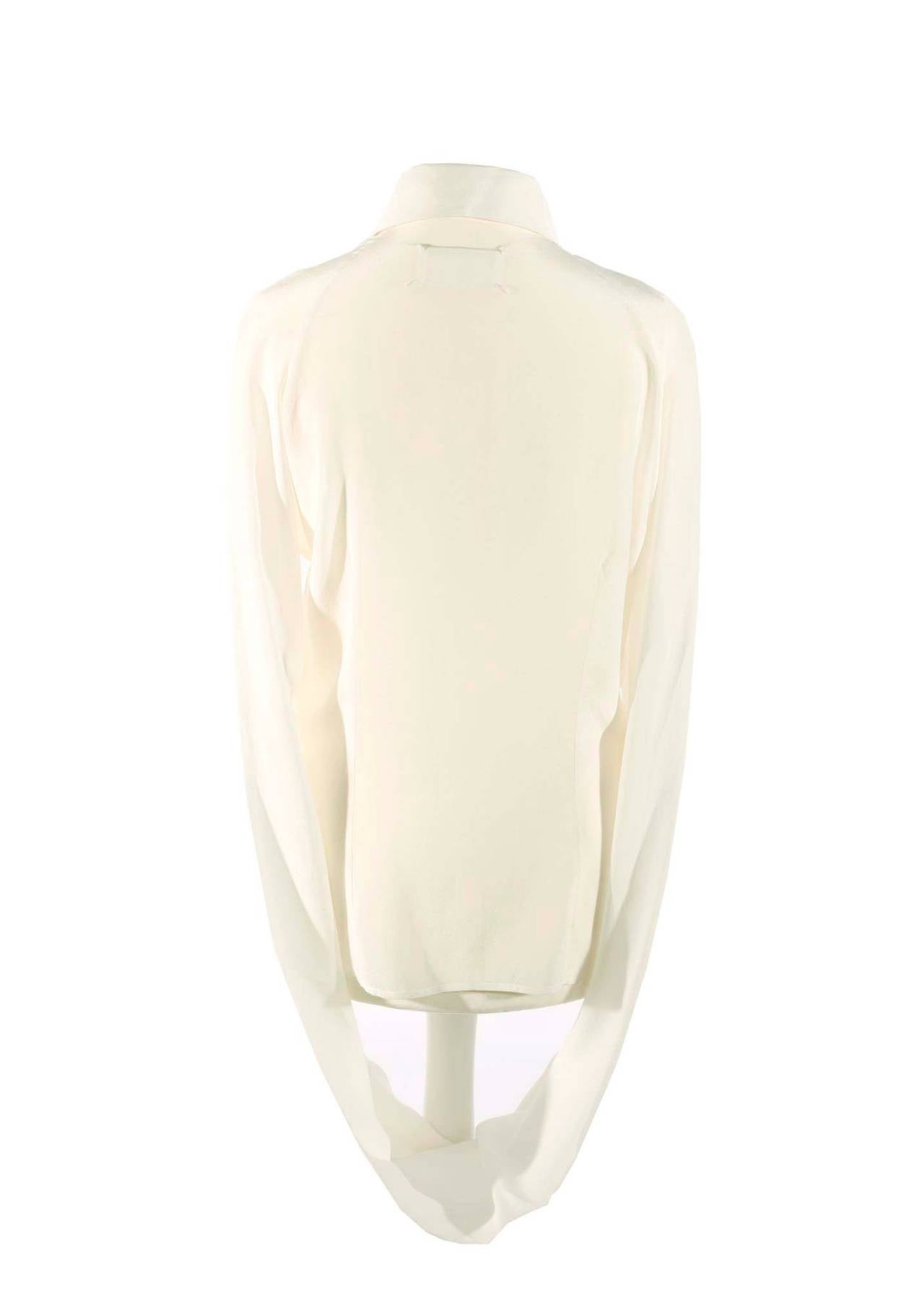 Women's Iconic Maison Martin Margiela cream silk shirt with special sleeve details