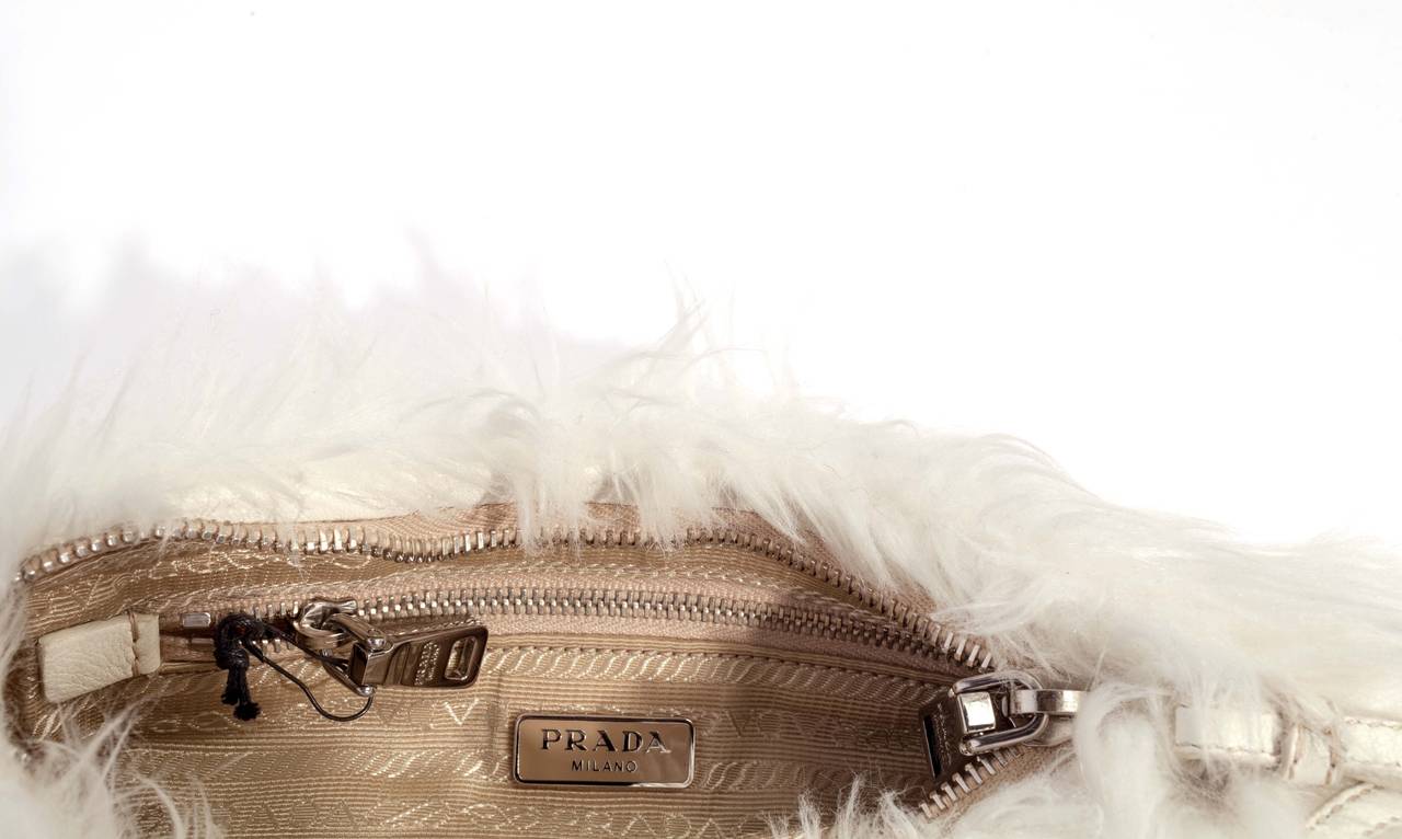 Prada White Faux Fur Clutch Bag at 1stdibs  