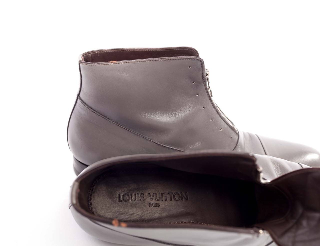 Louis Vuitton mens grey front zipper short boots 1