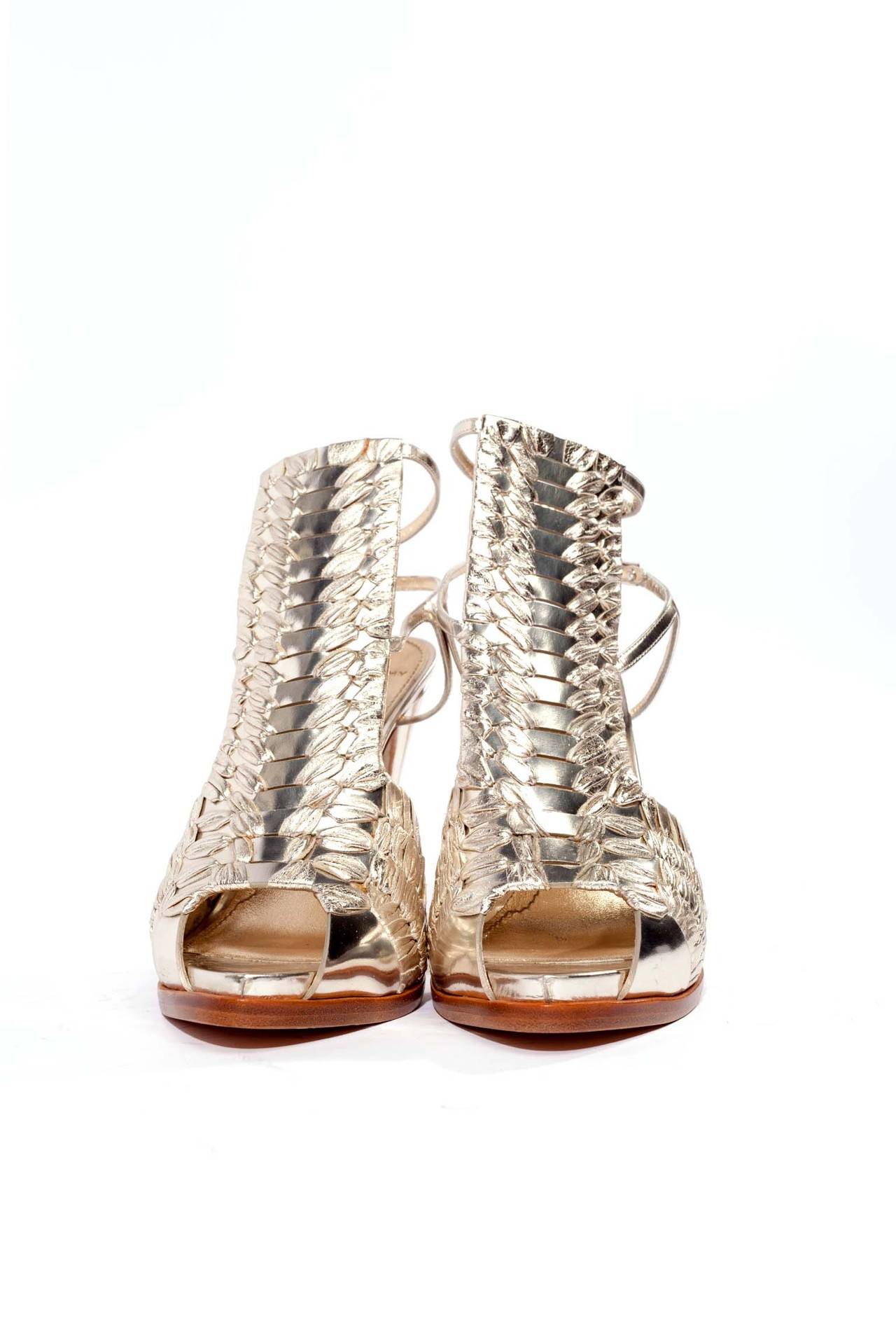 Givenchy gold braided gladiator heels 1