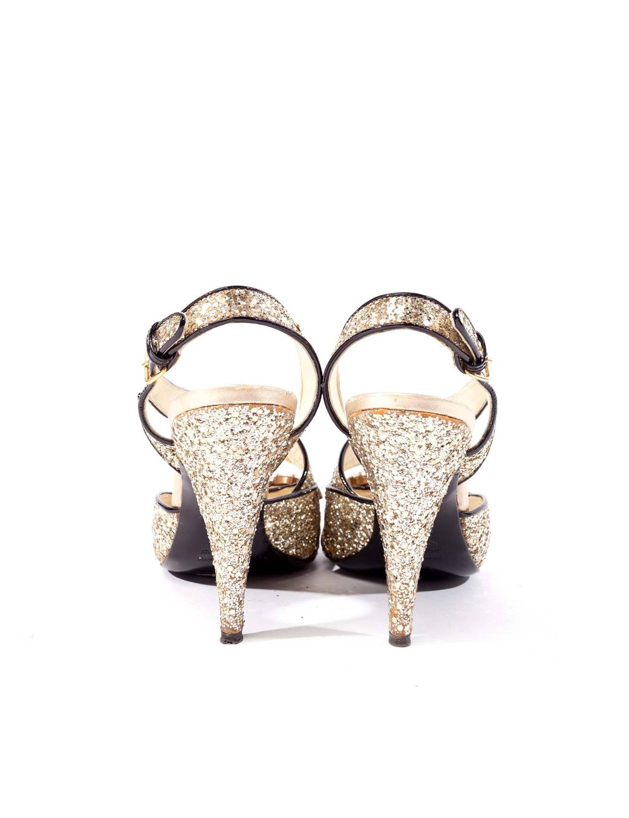 MIU MIU Silver glitter rhinestone heels In Good Condition In Berlin, DE