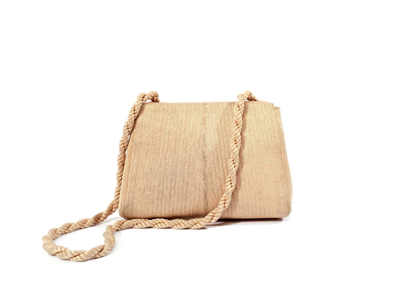 Women's Chanel Vintage beige rope purse with gold logo double CC closure