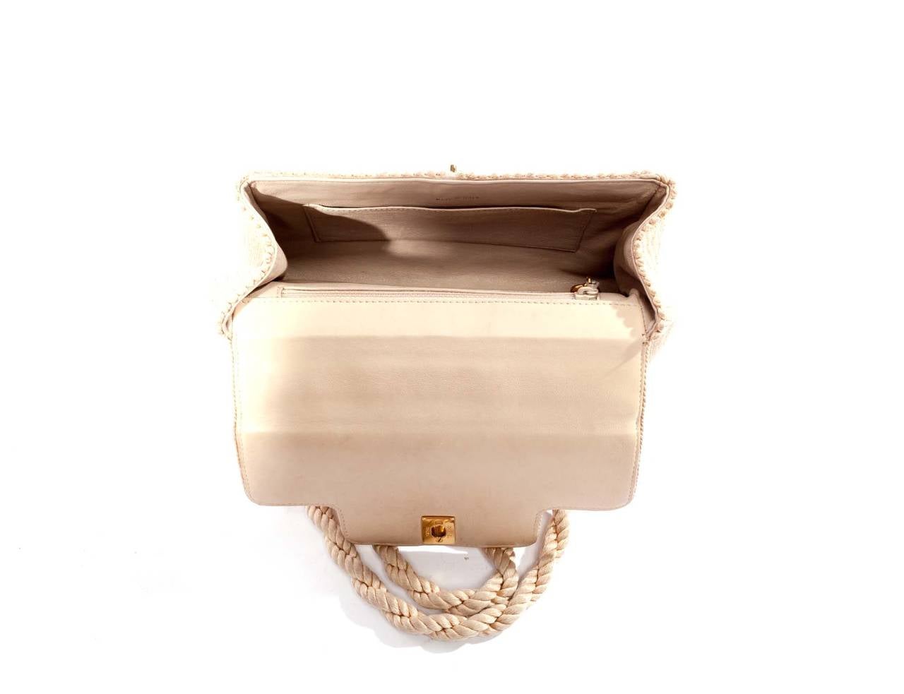 Chanel Vintage beige rope purse with gold logo double CC closure 1