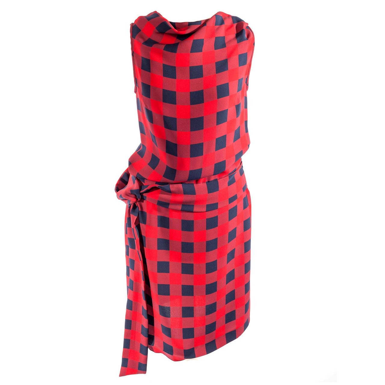 Alexander McQueen red blue plaid dress