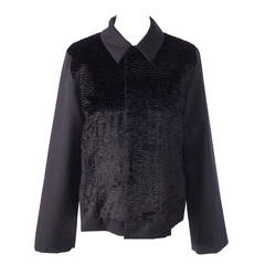 Comme des Garcons black wool jacket with velvet contrast front panel