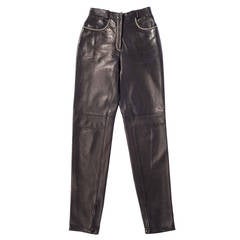 Gianni Versace Vintage leather studded high waisted pants