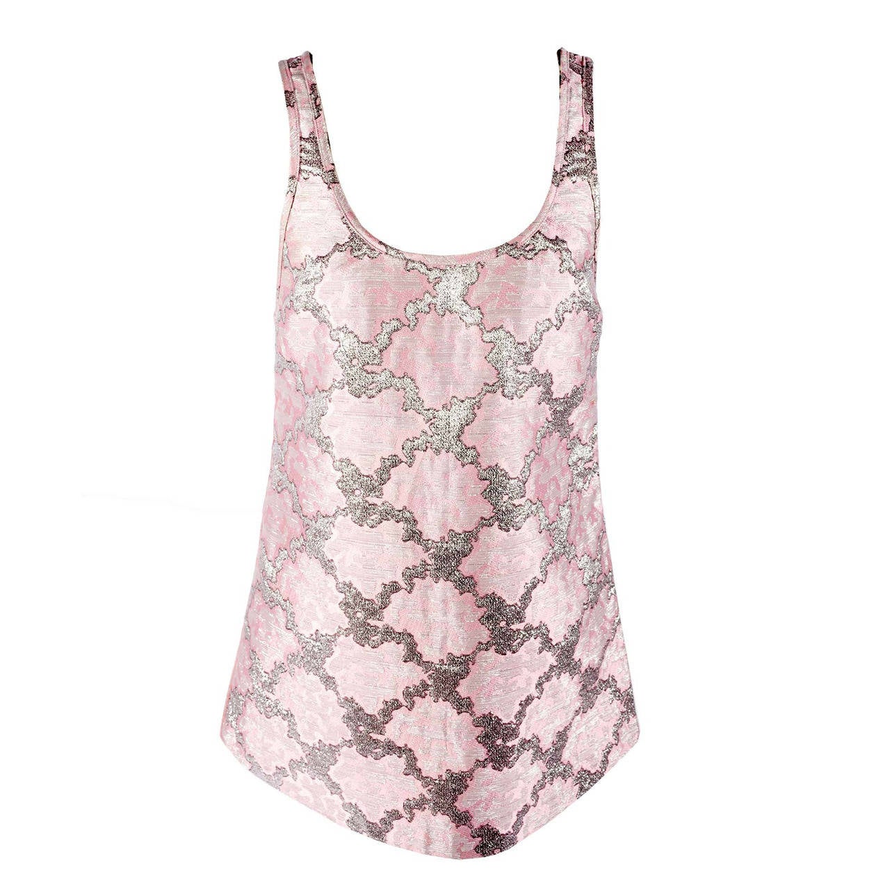 Prada lurex micro mini tank dress in baroque floral pattern