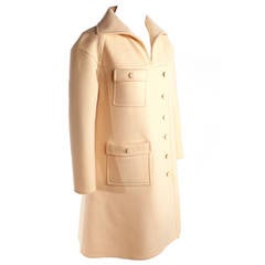 Vintage Courreges cream wool 1960's A-line coat
