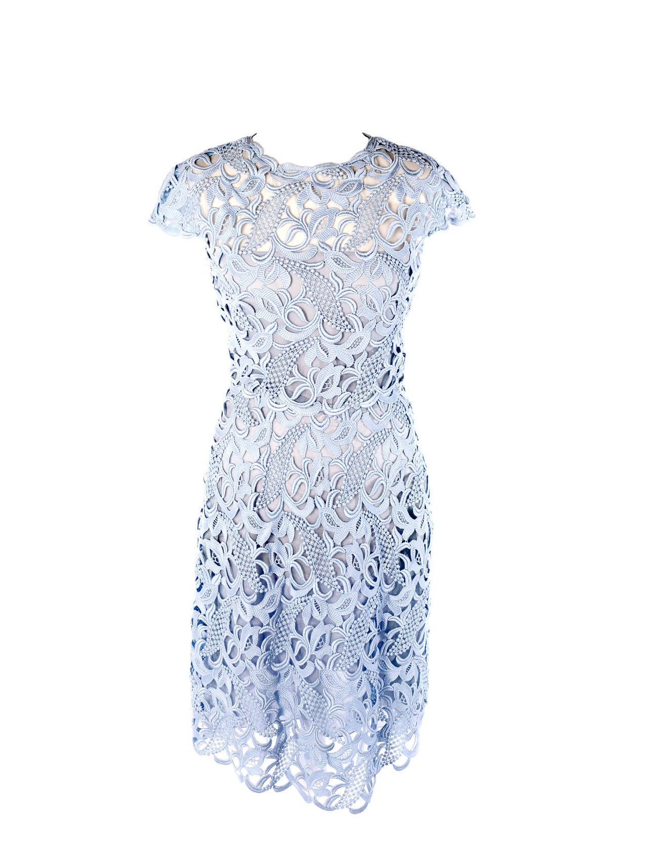 2000s Valentino light blue lace dress, Size S at 1stDibs