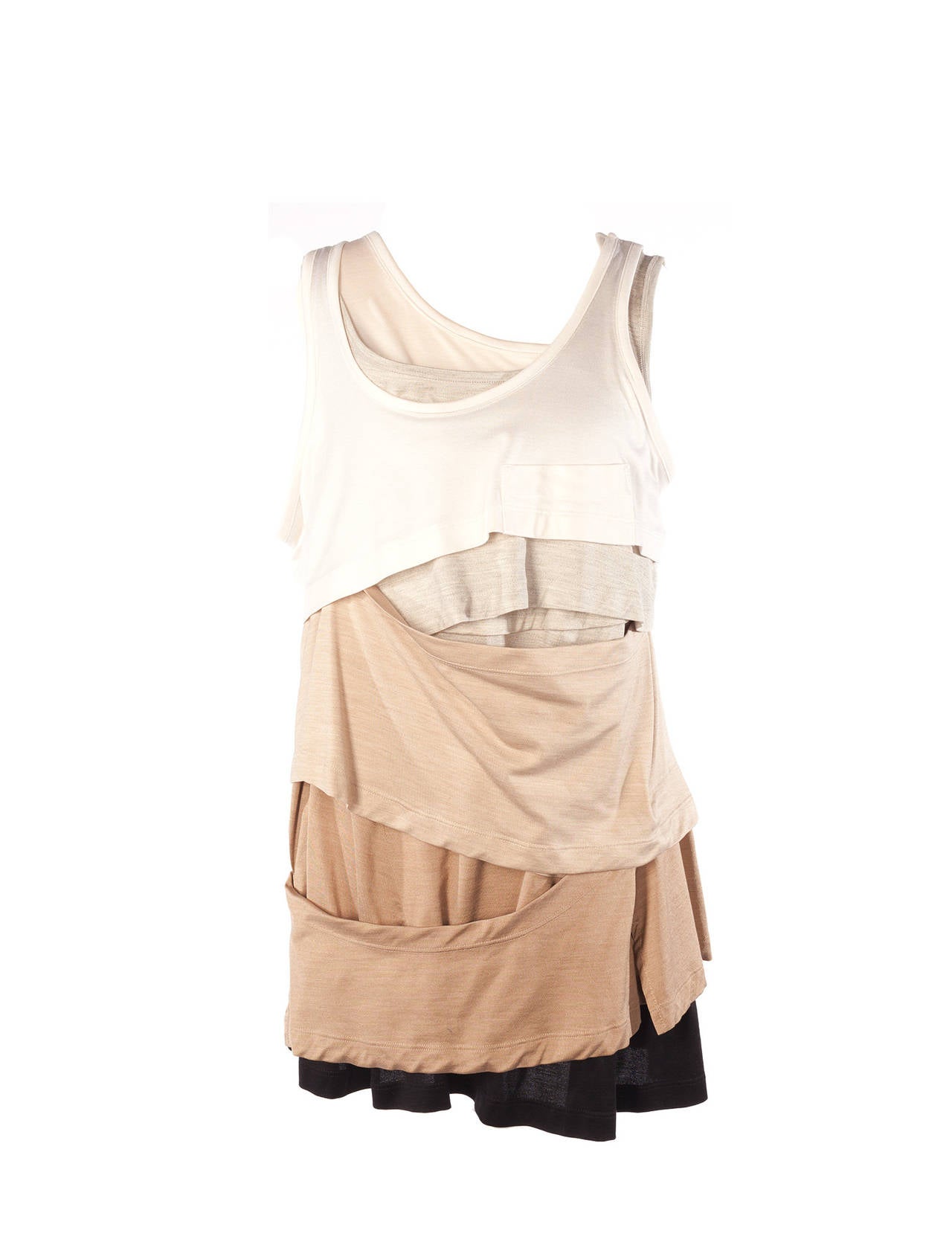 Marc Jacobs Multi layered asymmetric tank micro dress In Excellent Condition In Berlin, DE