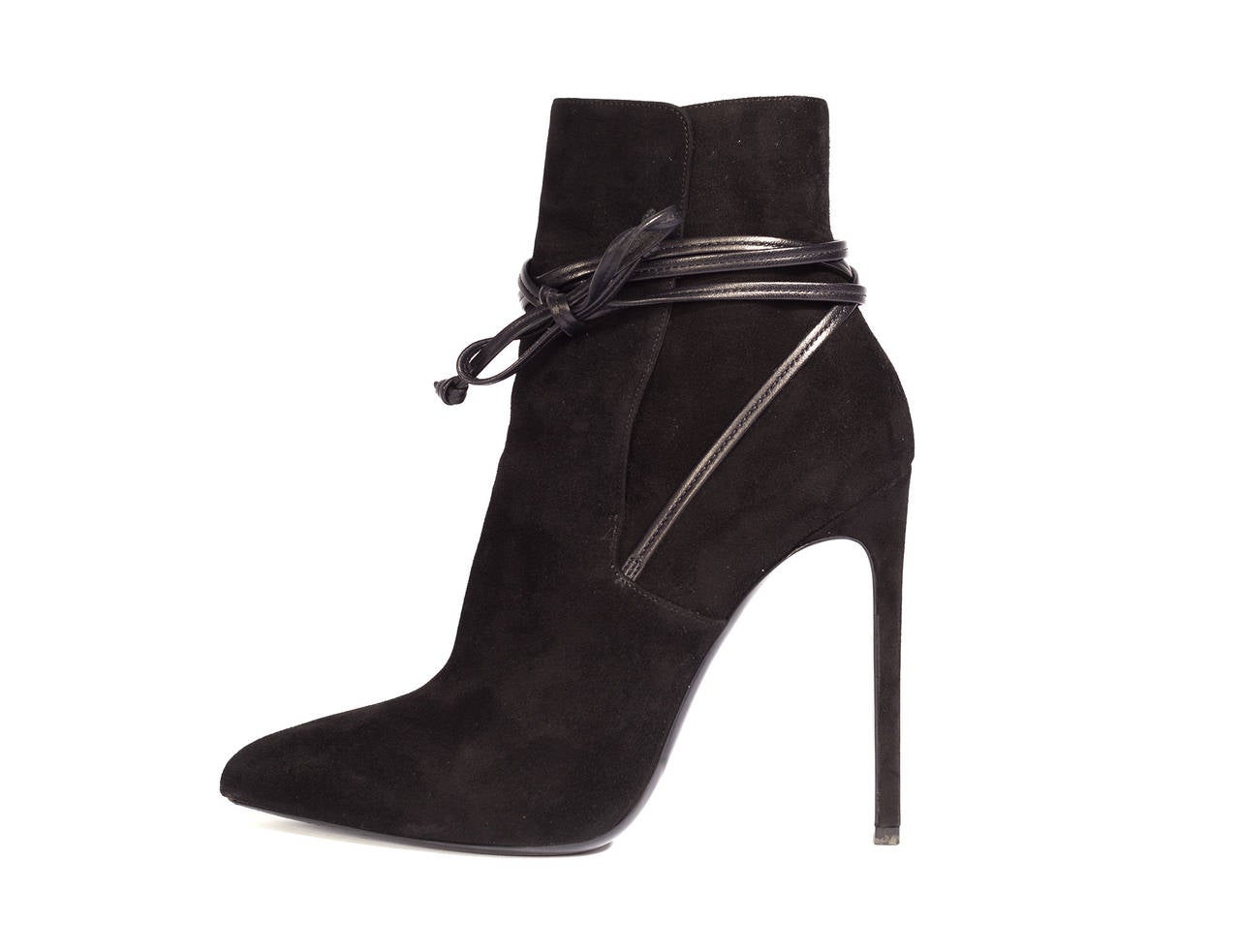 Women's Saint Laurent Black *Paris 100* Laced Ankle Boots, Sz. 40