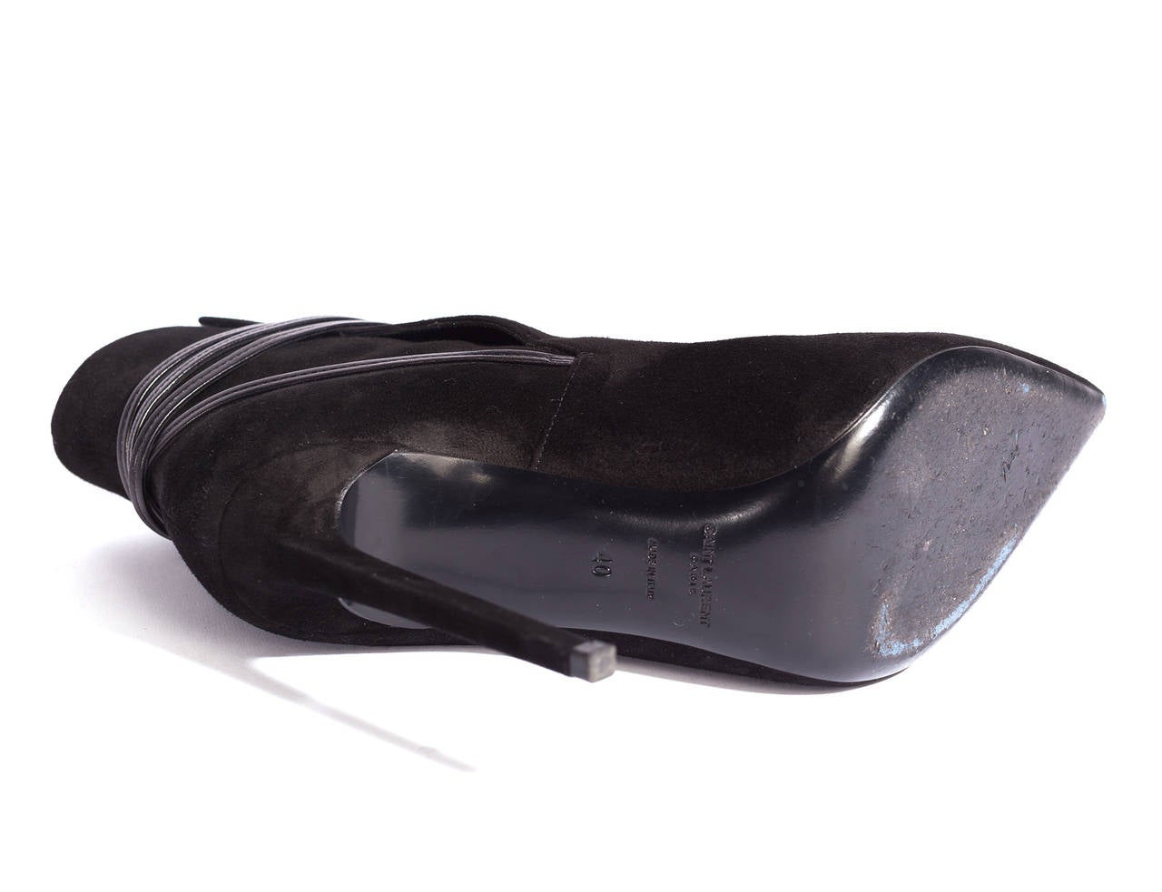 Saint Laurent Black *Paris 100* Laced Ankle Boots, Sz. 40 2