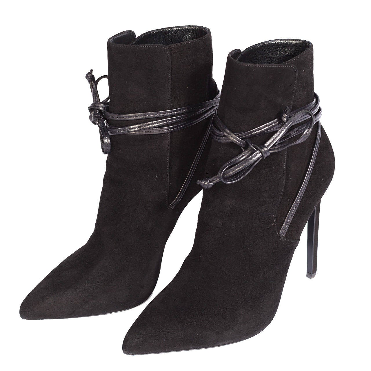 Saint Laurent Black *Paris 100* Laced Ankle Boots, Sz. 40