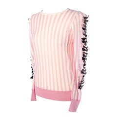 Toga Archives Japan striped sweater with bow printed glass bead details, Sz. S