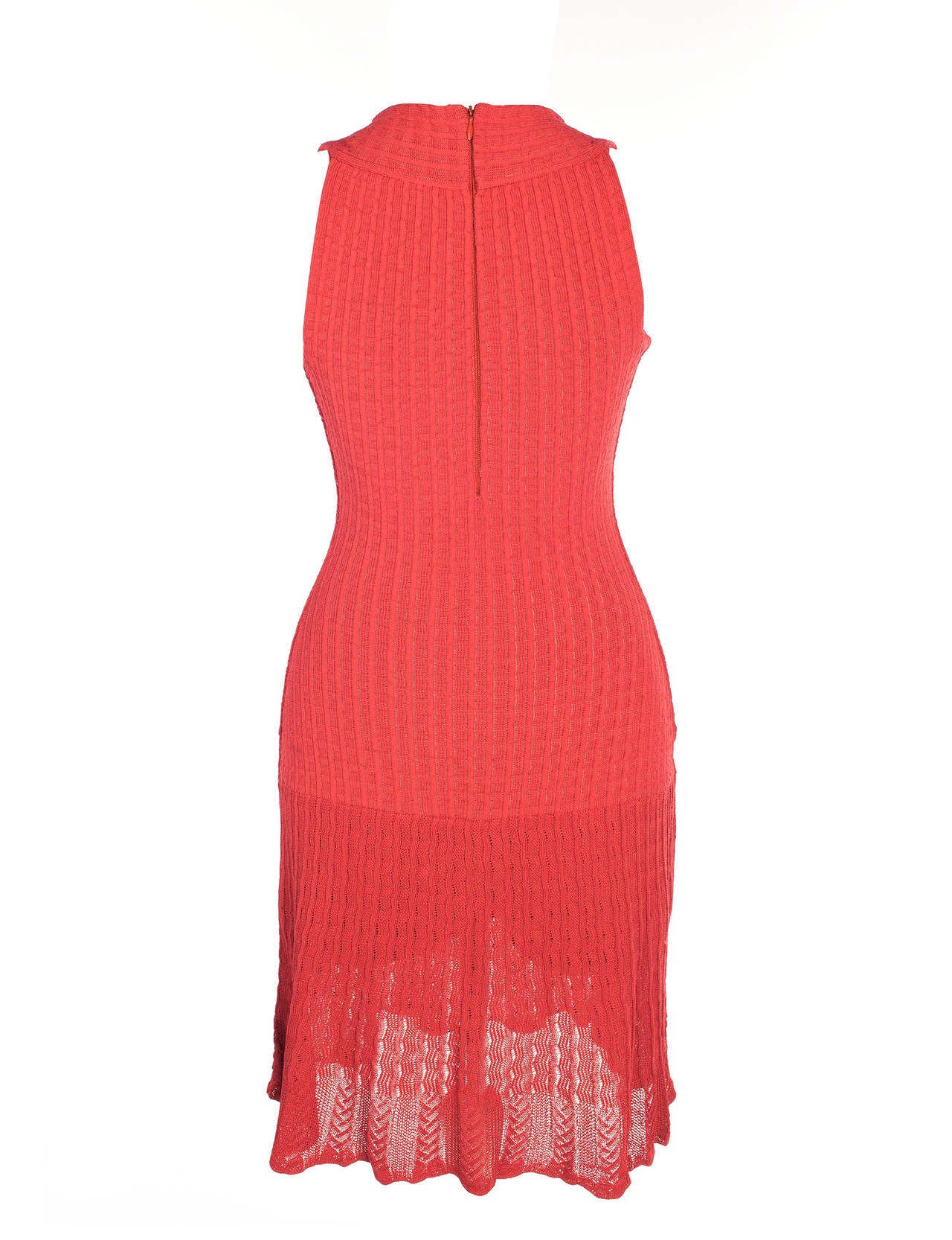 90s Alaia knitted dress in salmon color, Sz. S In Excellent Condition In Berlin, DE