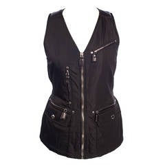 Vintage Prada 90's nylon and leather vest, Sz. M