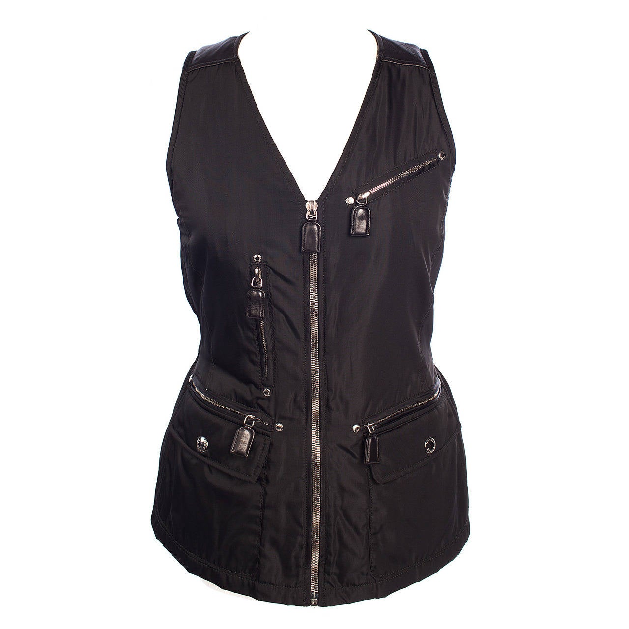 Prada 90's nylon and leather vest, Sz. M