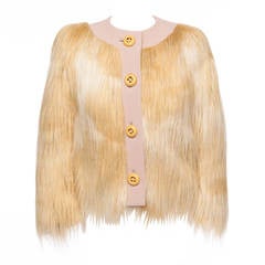 Prada Fall 2011 Fake Fur and Wool Gabardine Jacket, Sz. S