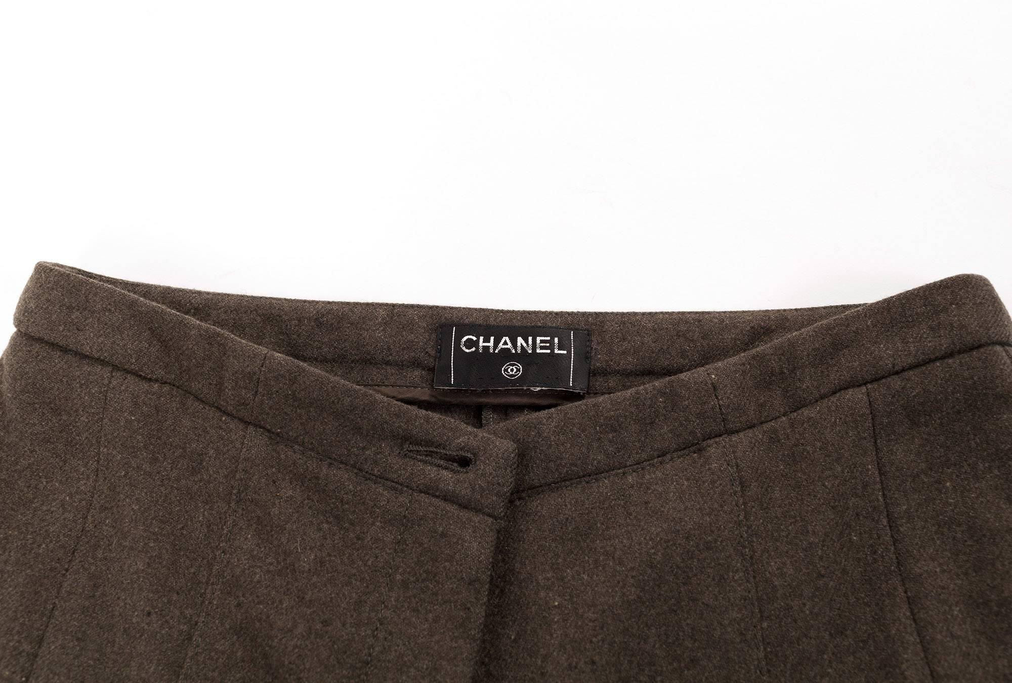 Women's Chanel vintage green loden wool pants, Sz. S