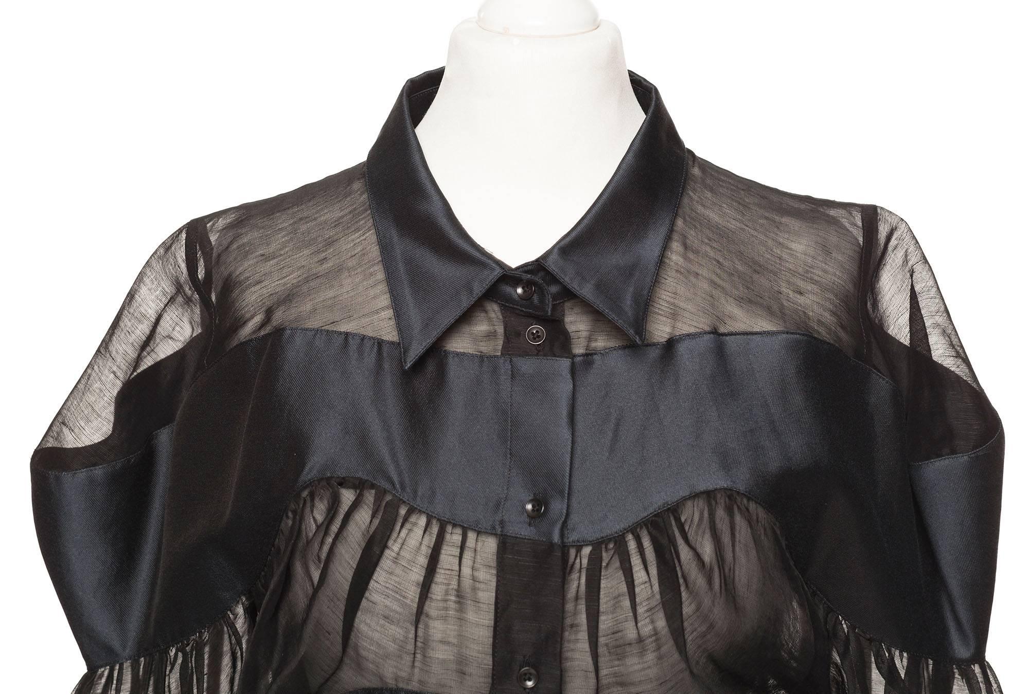 Viktor & Rolf silk stripe sheer blouse from Runway, Sz. S 1